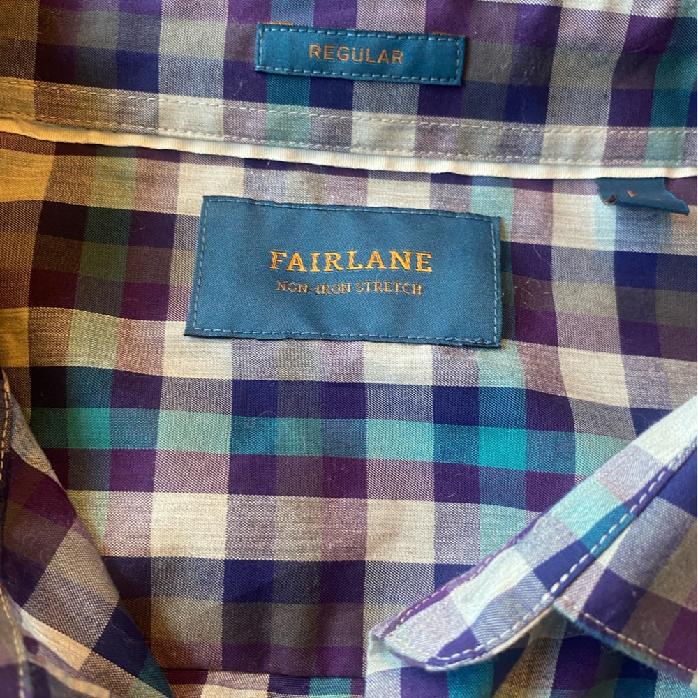 Men’s size Large purple and blue checkered dress shirt